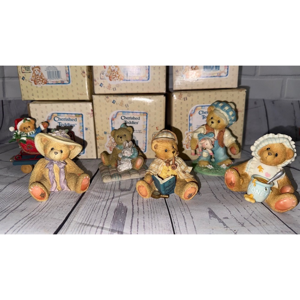 Cherished Teddies Enesco Lot of 6 Figurines Sherlock Camille with Boxes